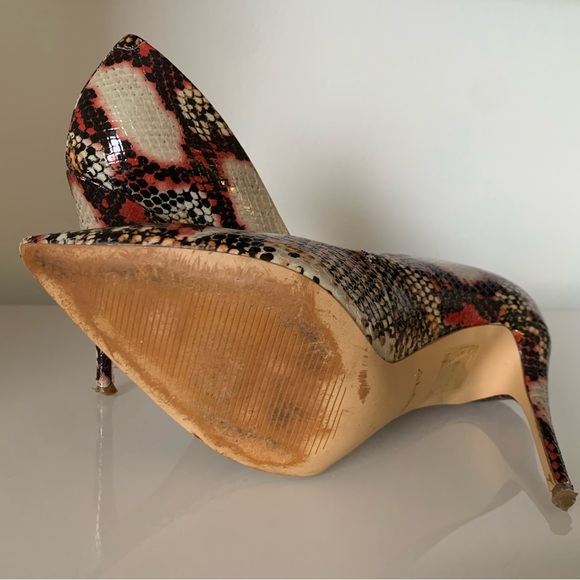 SEXY SNAKESKIN PUMP BLACK RED BEIGE BROWN NEUTRAL SIZE 8.5 ALDO SHOES FALL - Picture 7 of 9